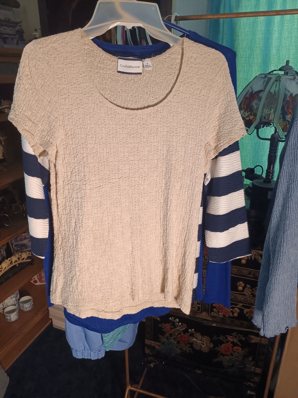 croft & barrow Cream Short-Sleeve Textured Top